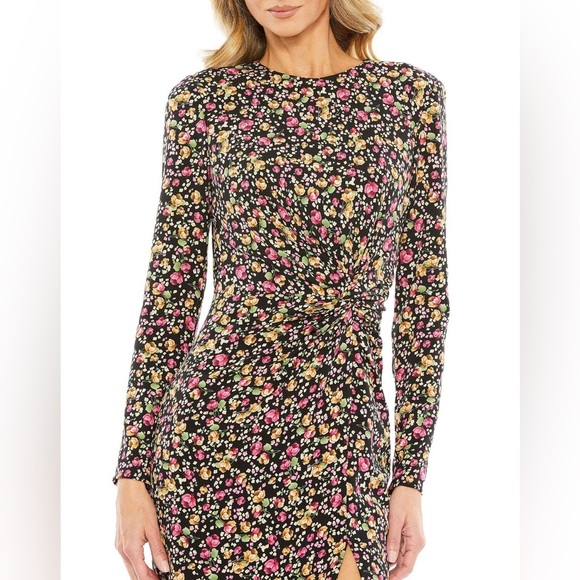 IEENA For Mac Duggal Floral Print Long Sleeve Dress - Picture 4 of 9